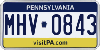 PA license plate MHV0843