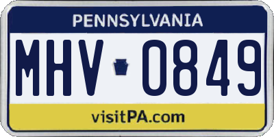 PA license plate MHV0849