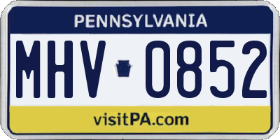PA license plate MHV0852