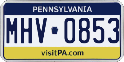 PA license plate MHV0853