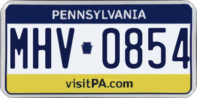 PA license plate MHV0854