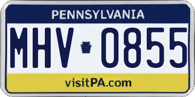 PA license plate MHV0855