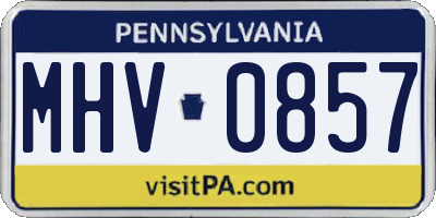 PA license plate MHV0857