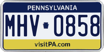PA license plate MHV0858