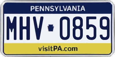 PA license plate MHV0859