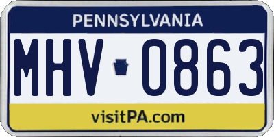 PA license plate MHV0863