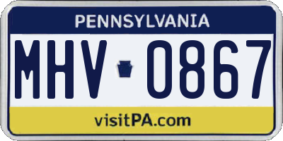 PA license plate MHV0867
