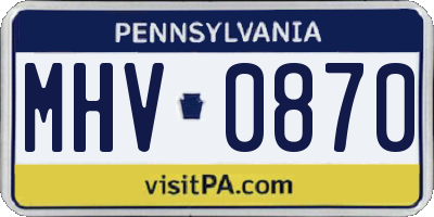 PA license plate MHV0870