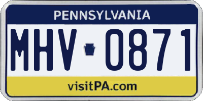 PA license plate MHV0871