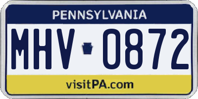 PA license plate MHV0872