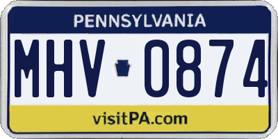 PA license plate MHV0874