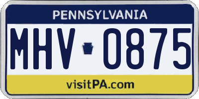 PA license plate MHV0875
