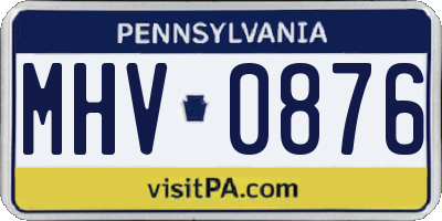PA license plate MHV0876