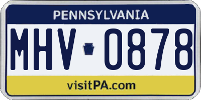 PA license plate MHV0878