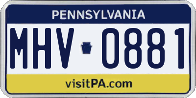 PA license plate MHV0881