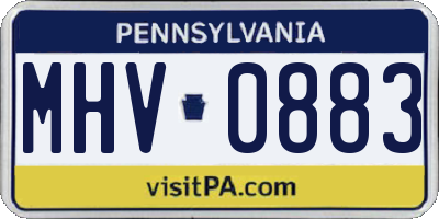 PA license plate MHV0883
