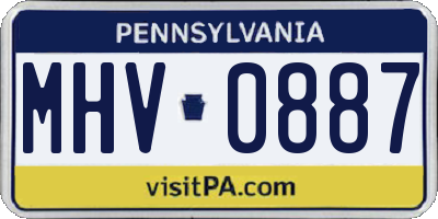 PA license plate MHV0887