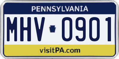 PA license plate MHV0901