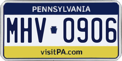 PA license plate MHV0906