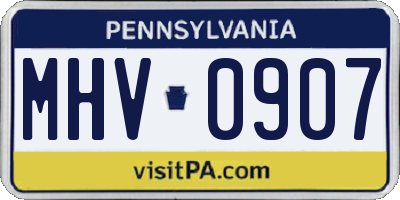 PA license plate MHV0907