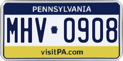 PA license plate MHV0908