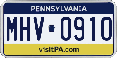 PA license plate MHV0910