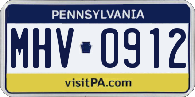 PA license plate MHV0912
