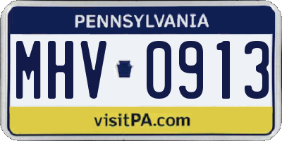 PA license plate MHV0913