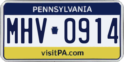 PA license plate MHV0914