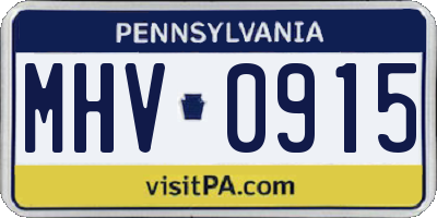 PA license plate MHV0915