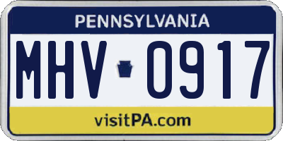 PA license plate MHV0917