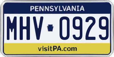 PA license plate MHV0929