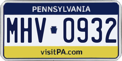 PA license plate MHV0932