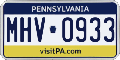 PA license plate MHV0933