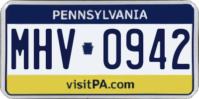 PA license plate MHV0942