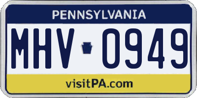 PA license plate MHV0949