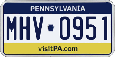 PA license plate MHV0951