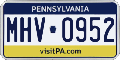 PA license plate MHV0952