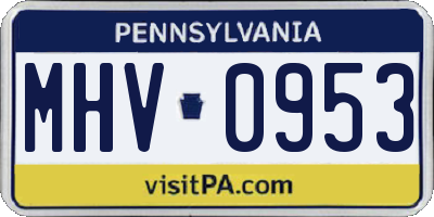 PA license plate MHV0953