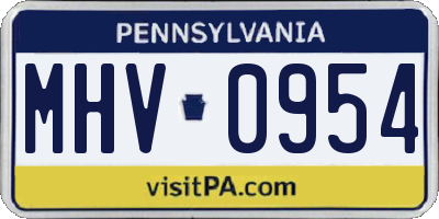 PA license plate MHV0954