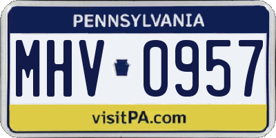 PA license plate MHV0957