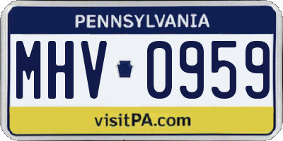 PA license plate MHV0959