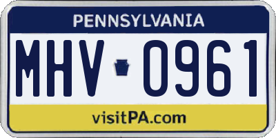 PA license plate MHV0961