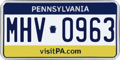 PA license plate MHV0963