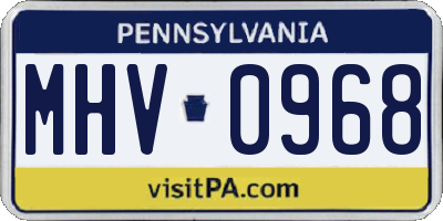 PA license plate MHV0968
