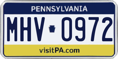 PA license plate MHV0972