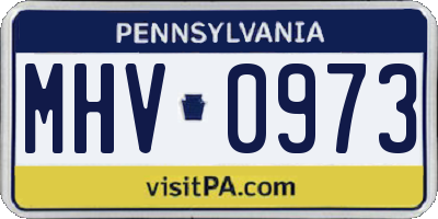PA license plate MHV0973