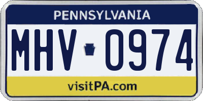 PA license plate MHV0974