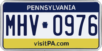 PA license plate MHV0976