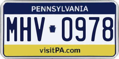 PA license plate MHV0978